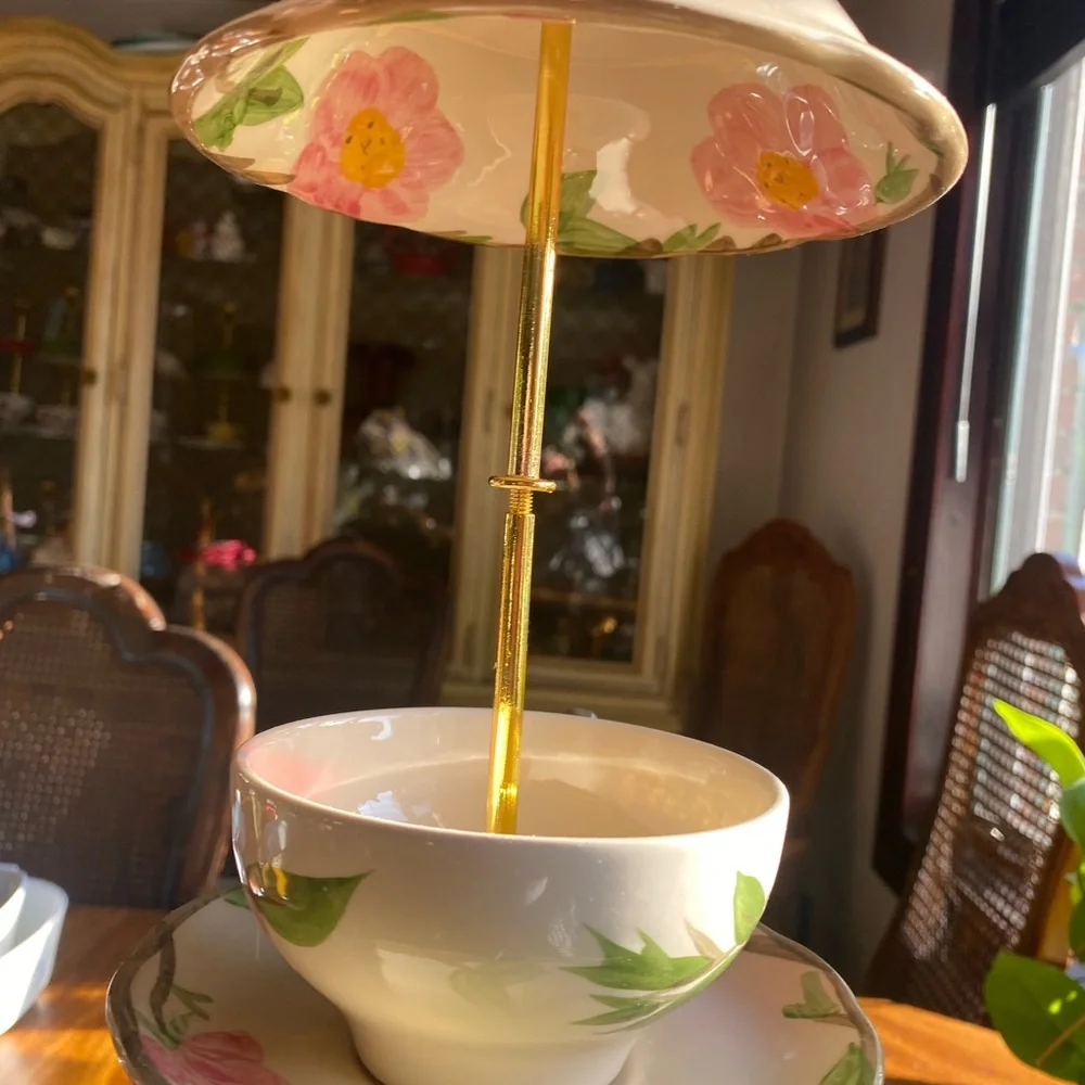 Franciscan Desert Rose Tea Cup Bird Feeder #9 - Picture 2 of 12
